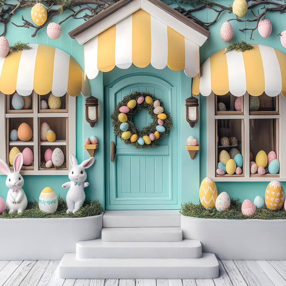 Easter Backdrops Photography Whimsical Bunny Store Scene Backdrop UK BRP12-734