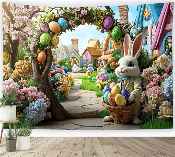 Easter Backdrops Ideas Bunny Arch Flower Garden Backdrop UK BRP12-739