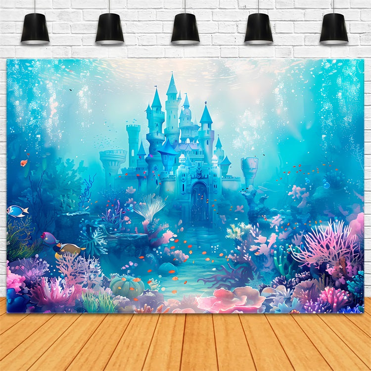 Mermaid Backdrops Enchanted Castle Vibrant Marine Life Backdrop UK BRP12-74