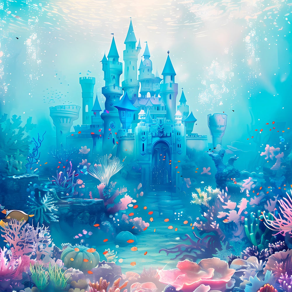 Mermaid Backdrops Enchanted Castle Vibrant Marine Life Backdrop UK BRP12-74