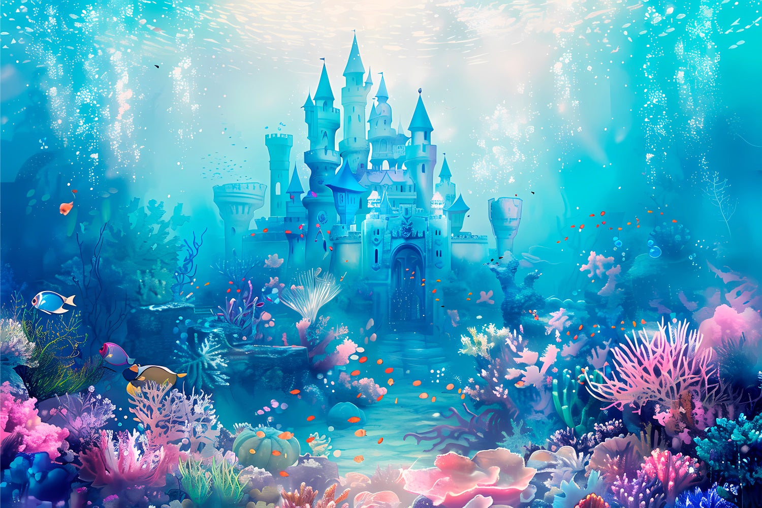 Mermaid Backdrops Enchanted Castle Vibrant Marine Life Backdrop UK BRP12-74