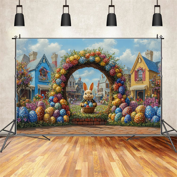 Easter Backdrop Vibrant Bunny Garden Arch Celebration Backdrop UK BRP12-740