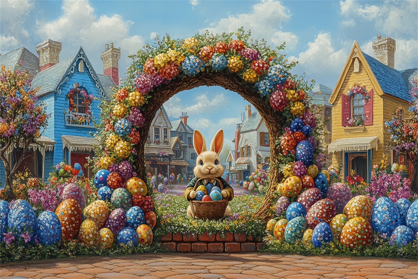 Easter Backdrop Vibrant Bunny Garden Arch Celebration Backdrop UK BRP12-740