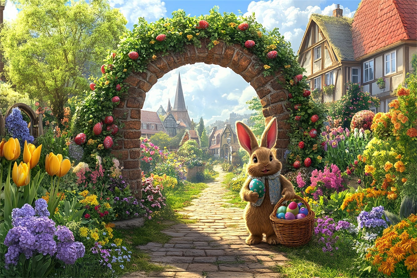 Photography Easter Backdrop Bunny Egg Arch Path Backdrop UK BRP12-742