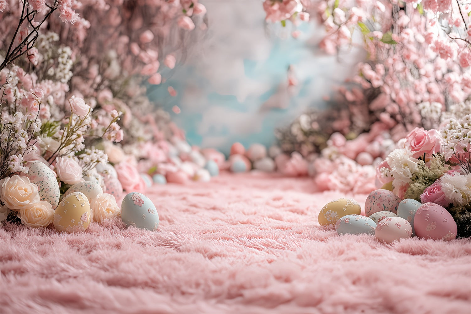 Easter Photo Backdrop Floral Egg Pathway Backdrop UK BRP12-748