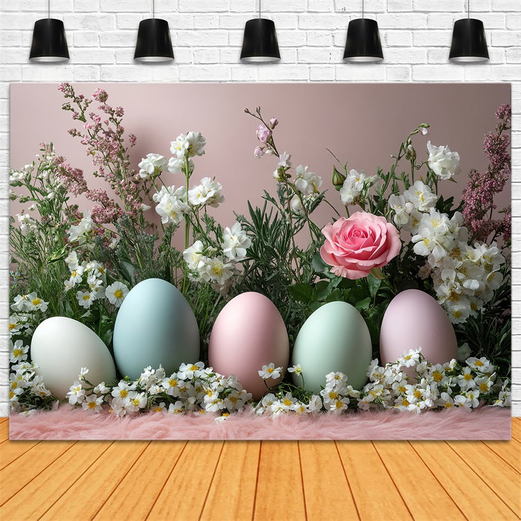 Easter Backdrop Backdrops Pastel Blossoms Egg Row Backdrop UK BRP12-750