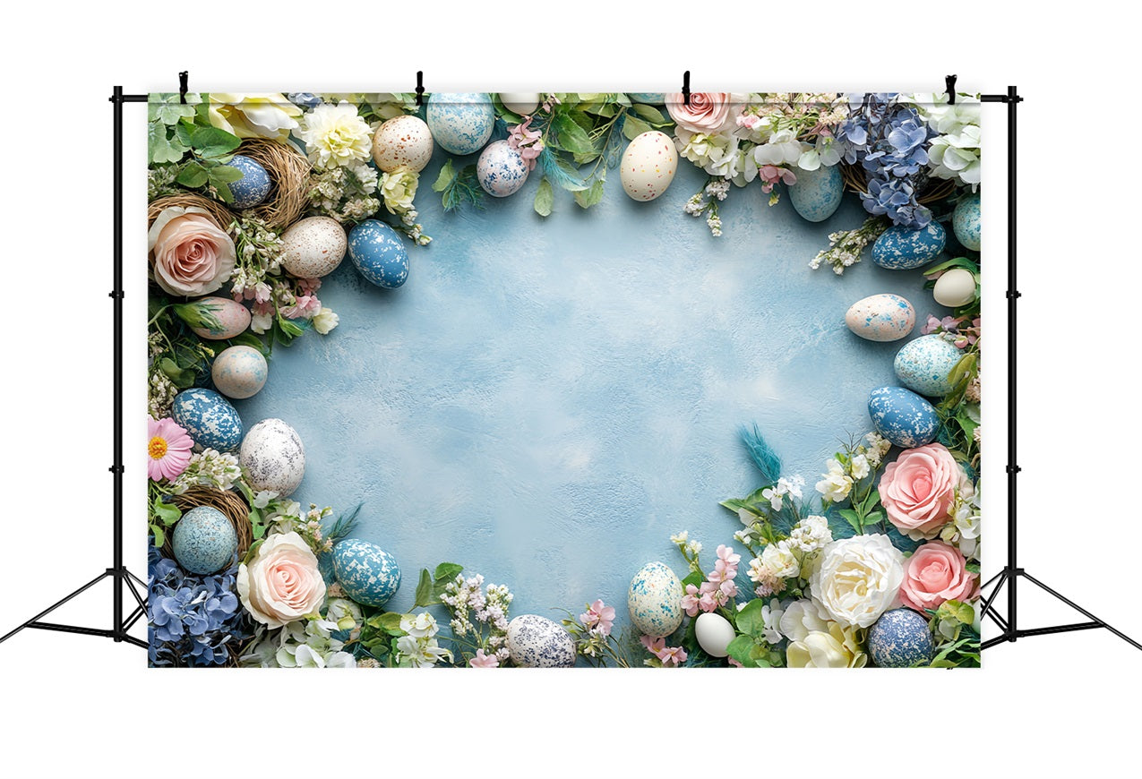 Photography Easter Backdrop Spring Blue Egg Floral Backdrop UK BRP12-753