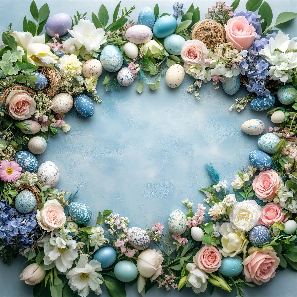 Photography Easter Backdrop Spring Blue Egg Floral Backdrop UK BRP12-753