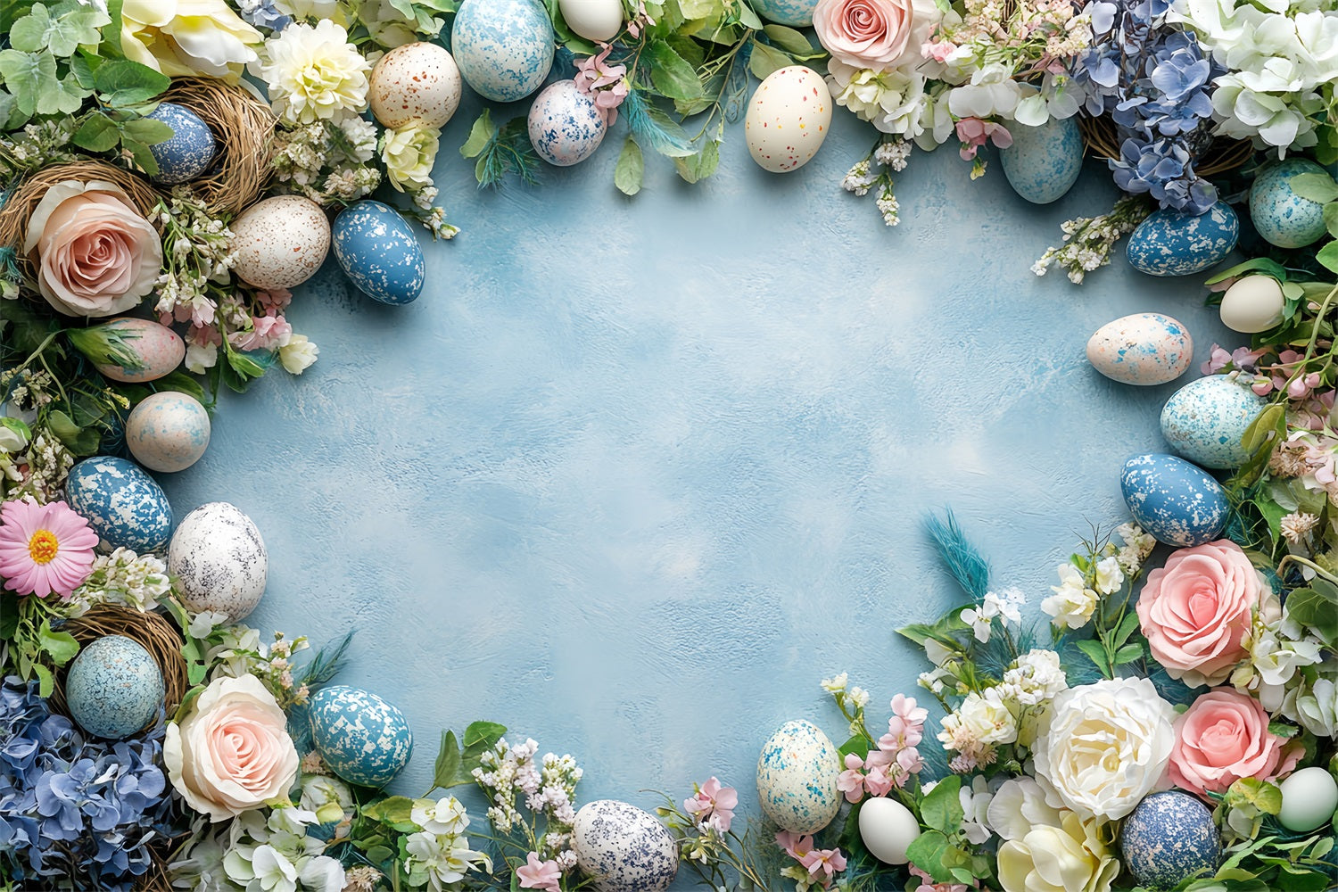 Photography Easter Backdrop Spring Blue Egg Floral Backdrop UK BRP12-753