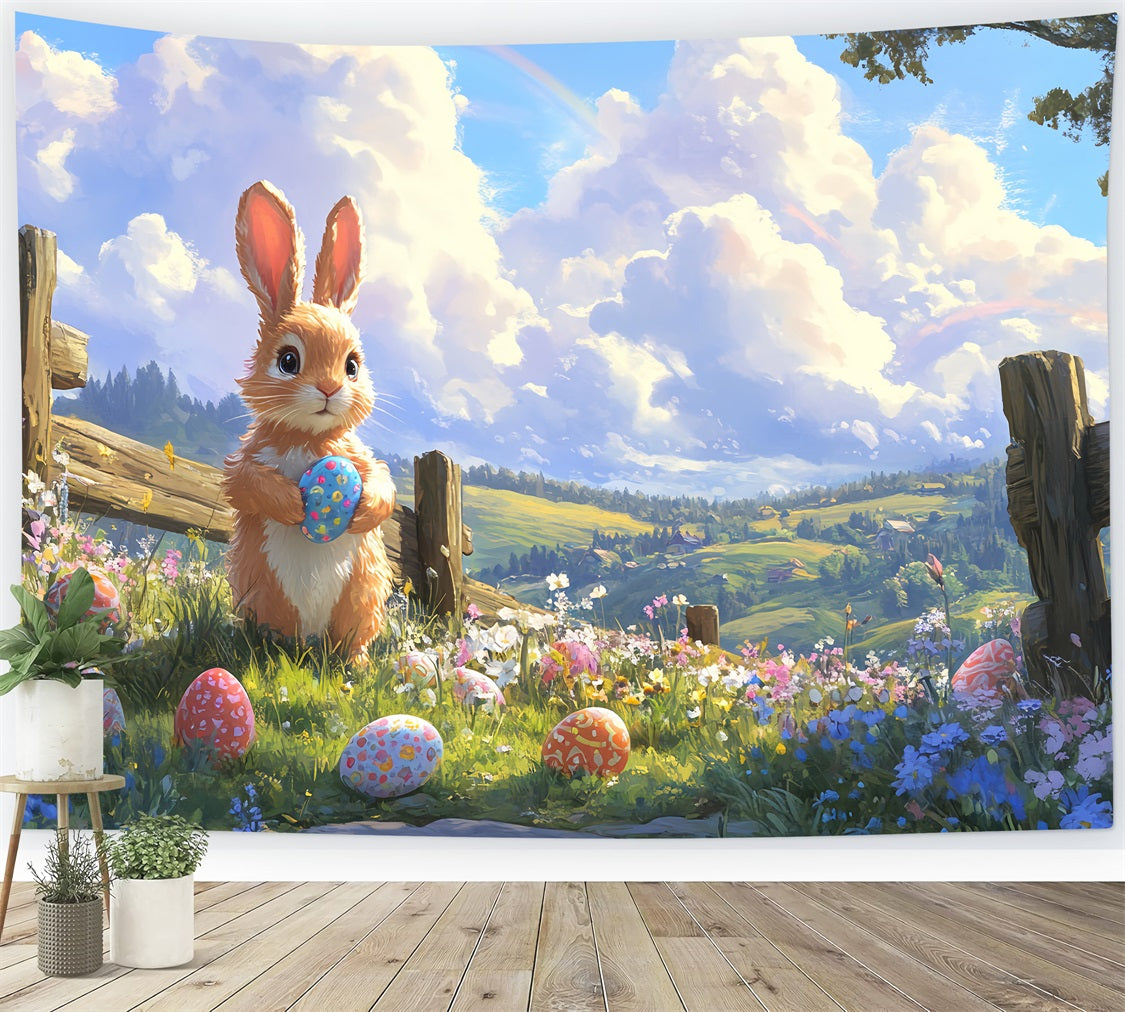 Photo Backdrops Easter Bunny Colorful Egg Meadow Backdrop UK BRP12-755