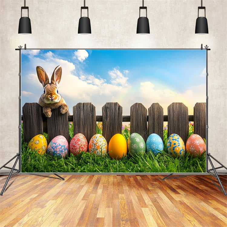 Easter Photoshoot Backdrop Wooden Fence Bunny Egg Backdrop UK BRP12-756