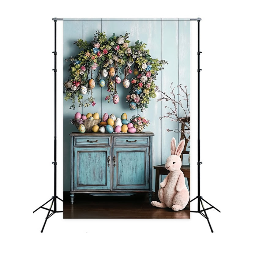 Backdrop For Easter Cabinet Egg Floral Wreath Backdrop UK BRP12-759