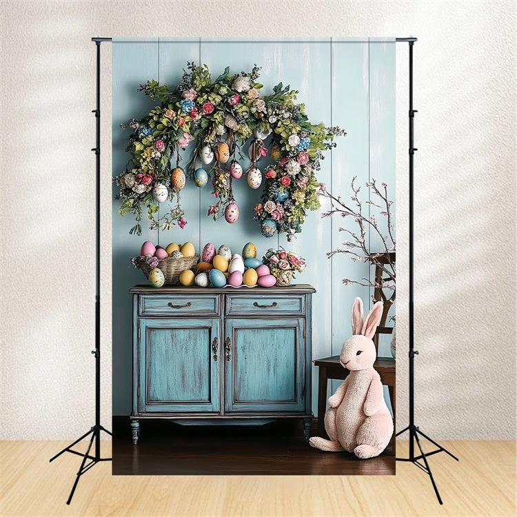 Backdrop For Easter Cabinet Egg Floral Wreath Backdrop UK BRP12-759