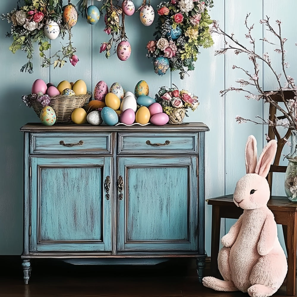 Backdrop For Easter Cabinet Egg Floral Wreath Backdrop UK BRP12-759