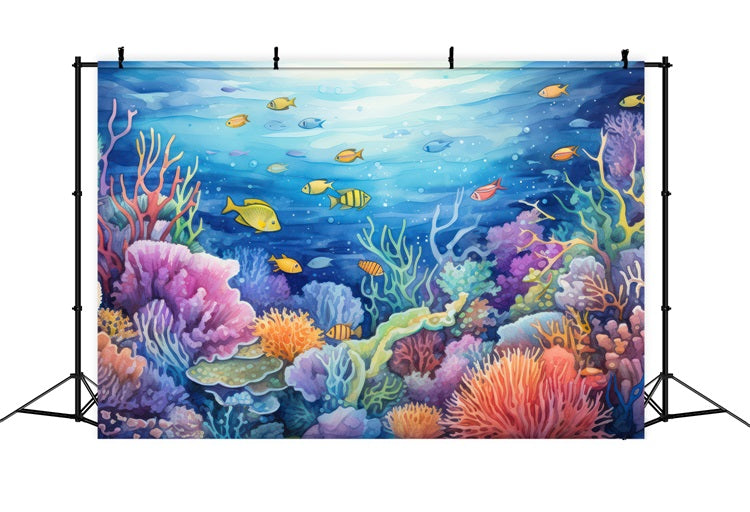 Mermaid Backdrop Ideas Coral Garden Tropical Fish Backdrop UK BRP12-76