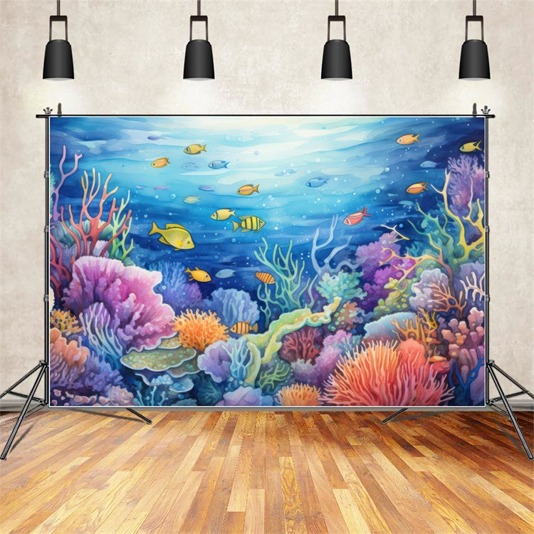 Mermaid Backdrop Ideas Coral Garden Tropical Fish Backdrop UK BRP12-76