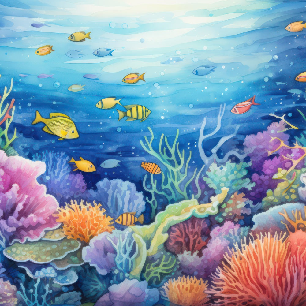 Mermaid Backdrop Ideas Coral Garden Tropical Fish Backdrop UK BRP12-76