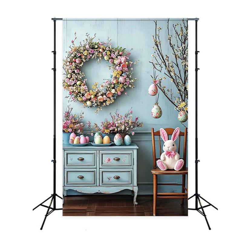 Easter Backdrops Ideas Wreath Bunny Eggs Backdrop UK BRP12-760