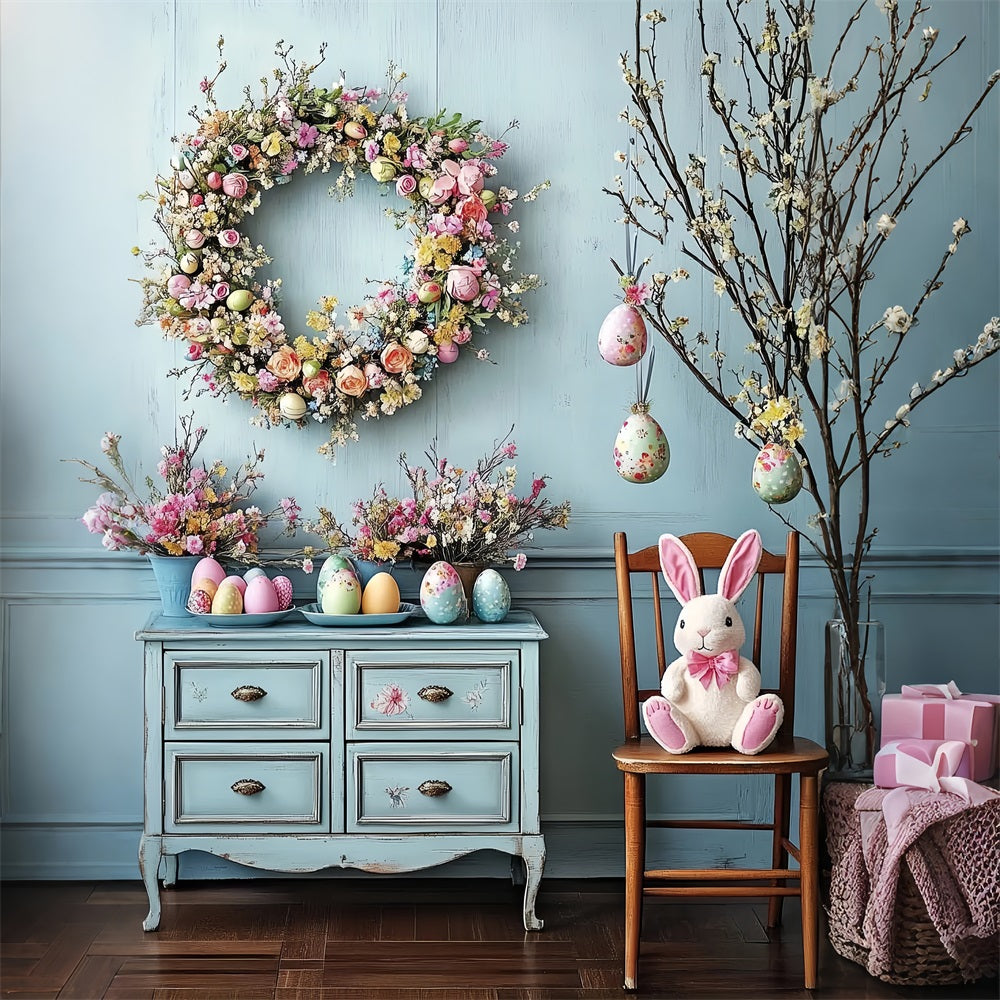 Easter Backdrops Ideas Wreath Bunny Eggs Backdrop UK BRP12-760