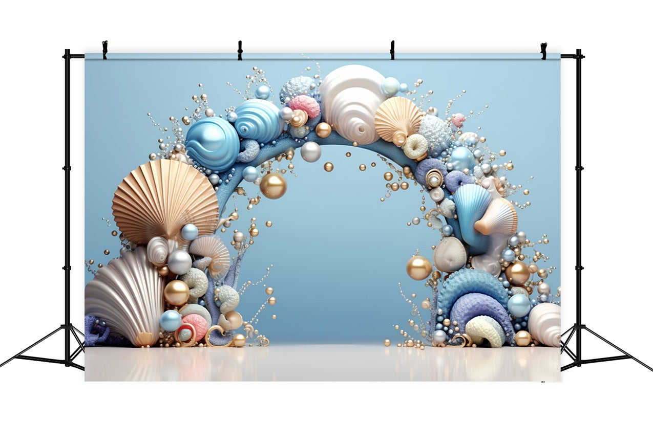 Mermaid Birthday Backdrop Elegant Seashell Archway Decor Backdrop UK BRP12-77