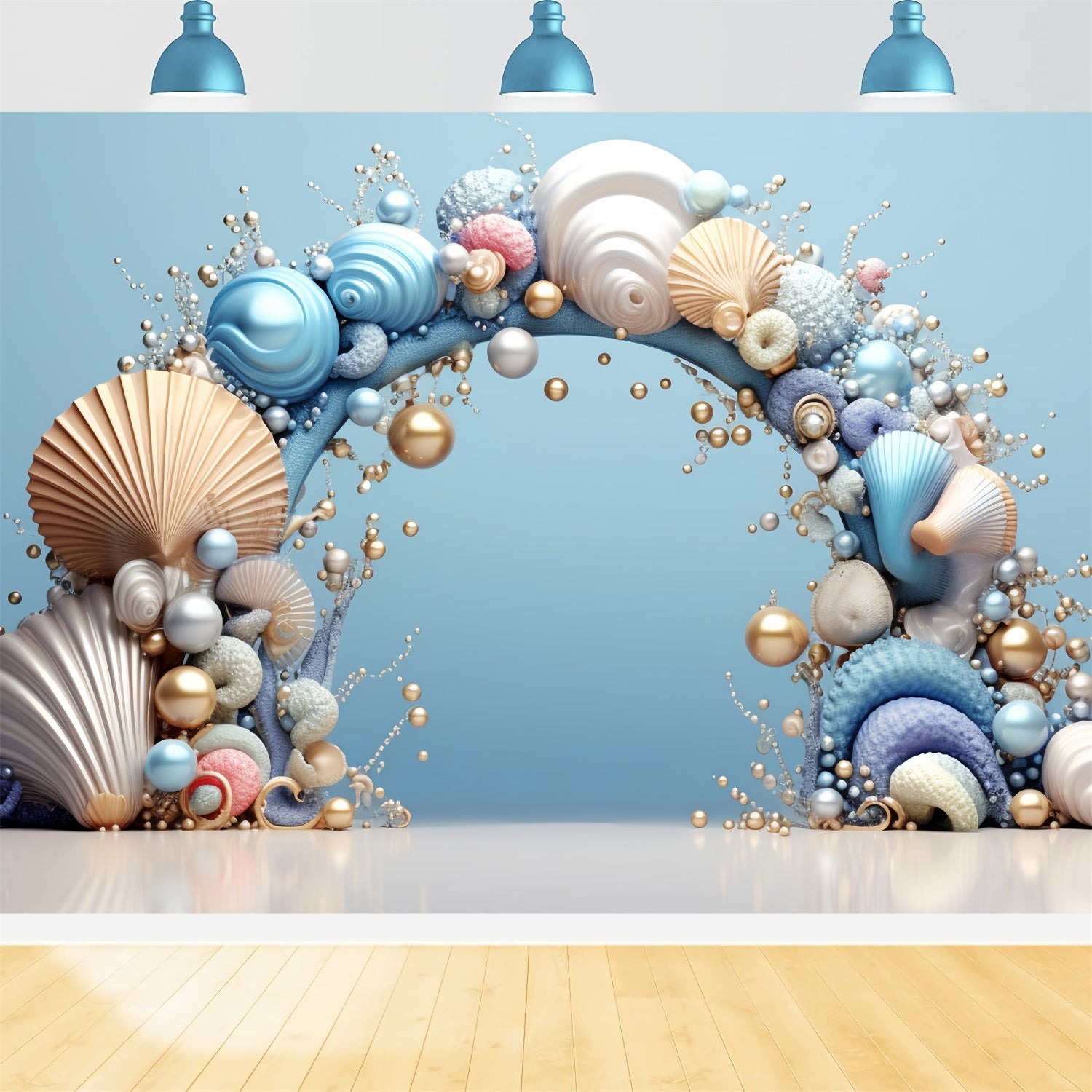 Mermaid Birthday Backdrop Elegant Seashell Archway Decor Backdrop UK BRP12-77