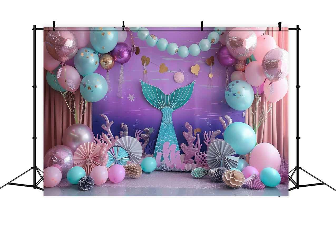 Mermaid Party Backdrop Fantasy Balloon Decor Backdrop UK BRP12-79