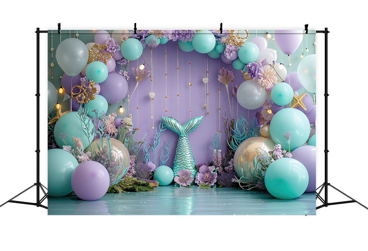 Mermaid Theme Backdrop Ocean Party Arch Balloon Backdrop UK BRP12-82