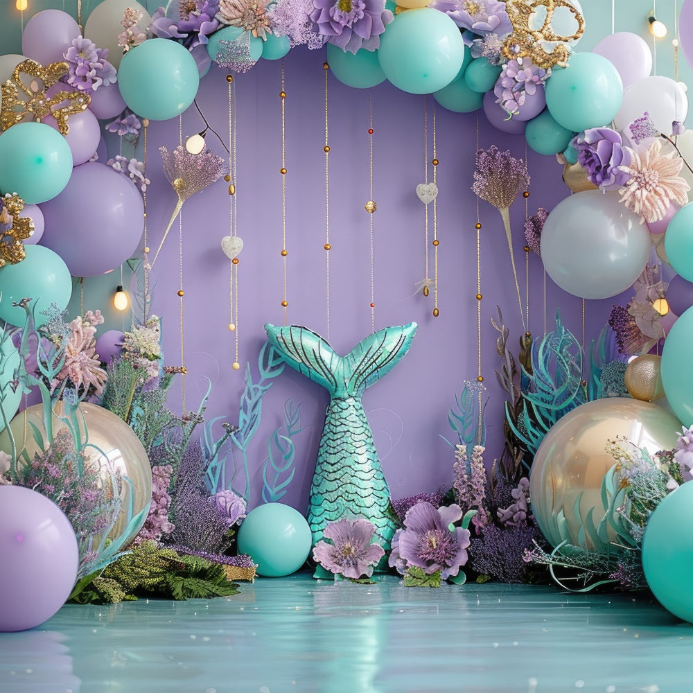 Mermaid Theme Backdrop Ocean Party Arch Balloon Backdrop UK BRP12-82