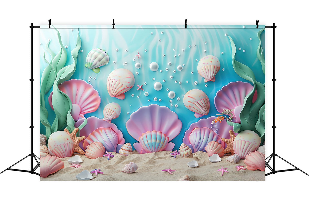 Backdrop Mermaid Fantasy Seashell Paradise Under Sea Backdrop UK BRP12-84