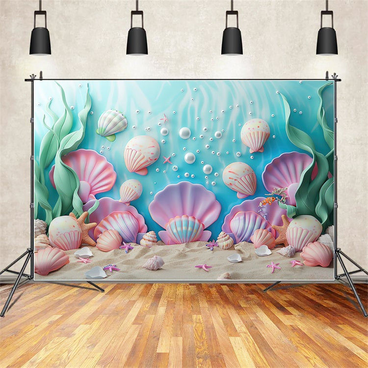 Backdrop Mermaid Fantasy Seashell Paradise Under Sea Backdrop UK BRP12-84