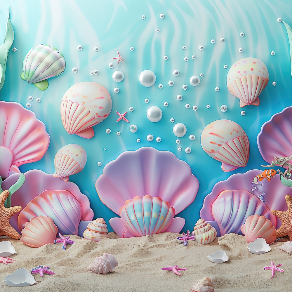 Backdrop Mermaid Fantasy Seashell Paradise Under Sea Backdrop UK BRP12-84