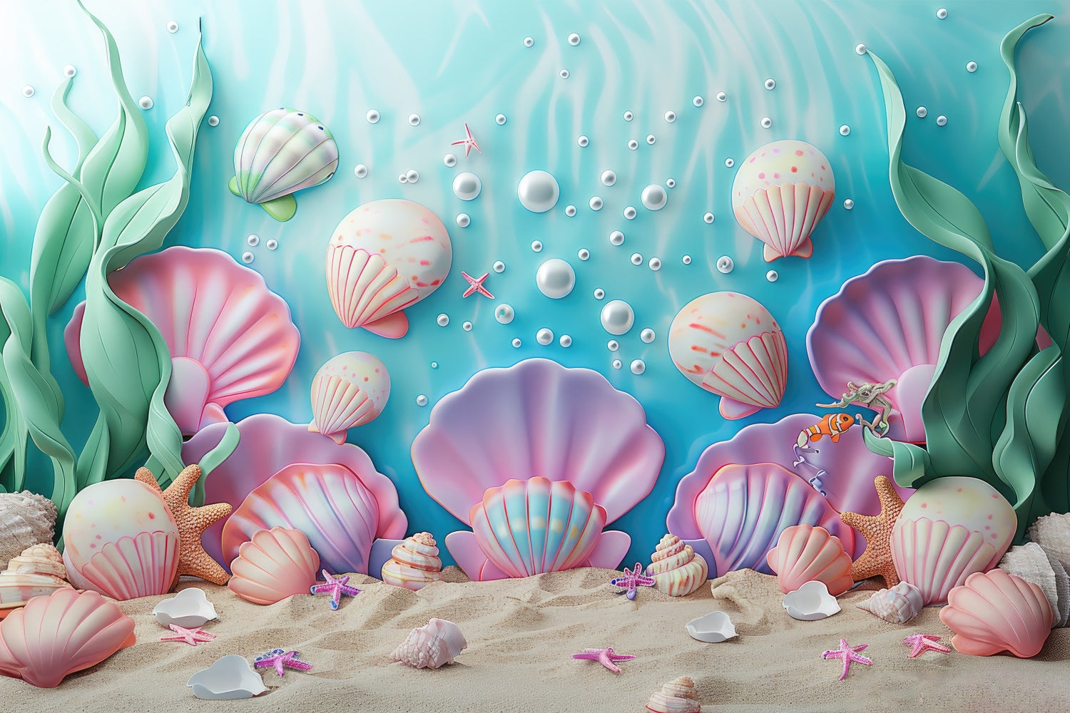 Backdrop Mermaid Fantasy Seashell Paradise Under Sea Backdrop UK BRP12-84