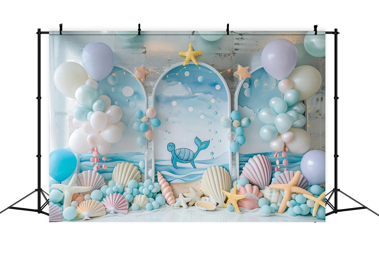 Mermaid Party Backdrop Sea Creature Balloon Arch Decor Backdrop UK BRP12-87