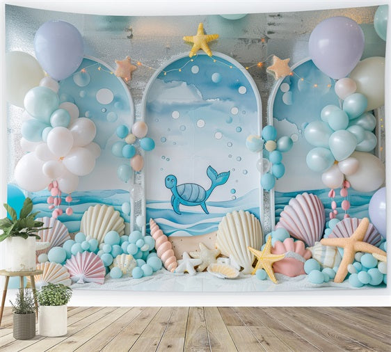 Mermaid Party Backdrop Sea Creature Balloon Arch Decor Backdrop UK BRP12-87