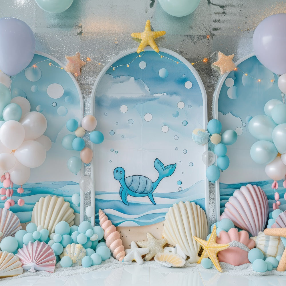 Mermaid Party Backdrop Sea Creature Balloon Arch Decor Backdrop UK BRP12-87