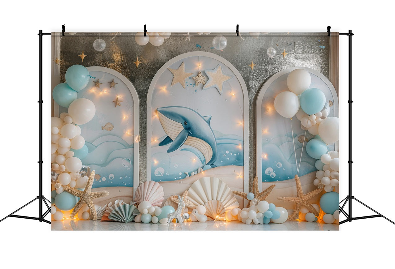 Mermaid Party Backdrops Oceanic Whale Fantasy Balloon Backdrop UK BRP12-88