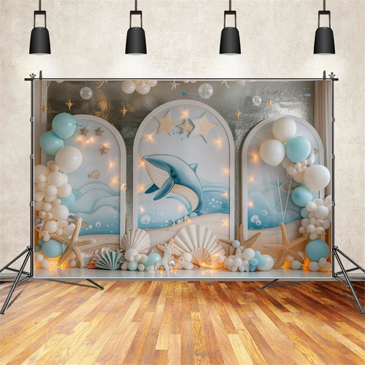 Mermaid Party Backdrops Oceanic Whale Fantasy Balloon Backdrop UK BRP12-88