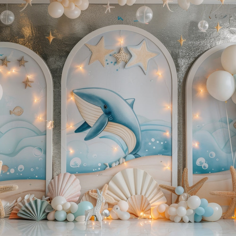 Mermaid Party Backdrops Oceanic Whale Fantasy Balloon Backdrop UK BRP12-88