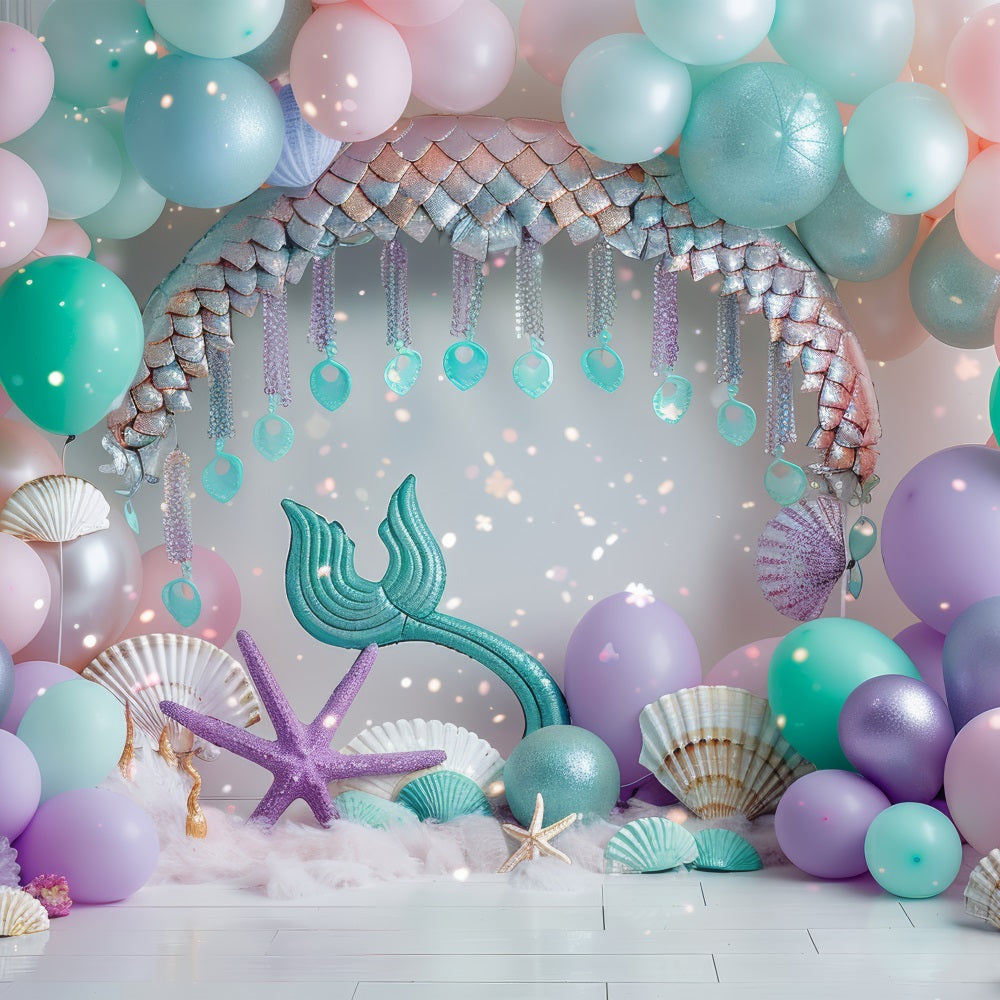 Backdrop Mermaid Theme Underwater Fantasy Pink Balloon Backdrop UK BRP12-89