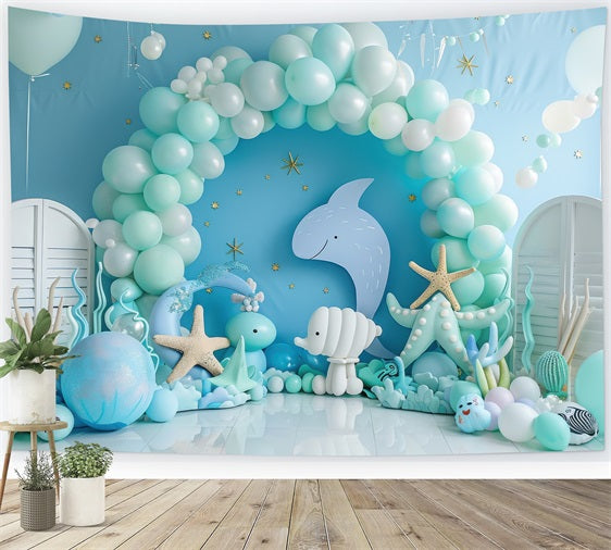 Mermaid Party Backdrops Delightful Ocean Arch Balloon Backdrop UK BRP12-91