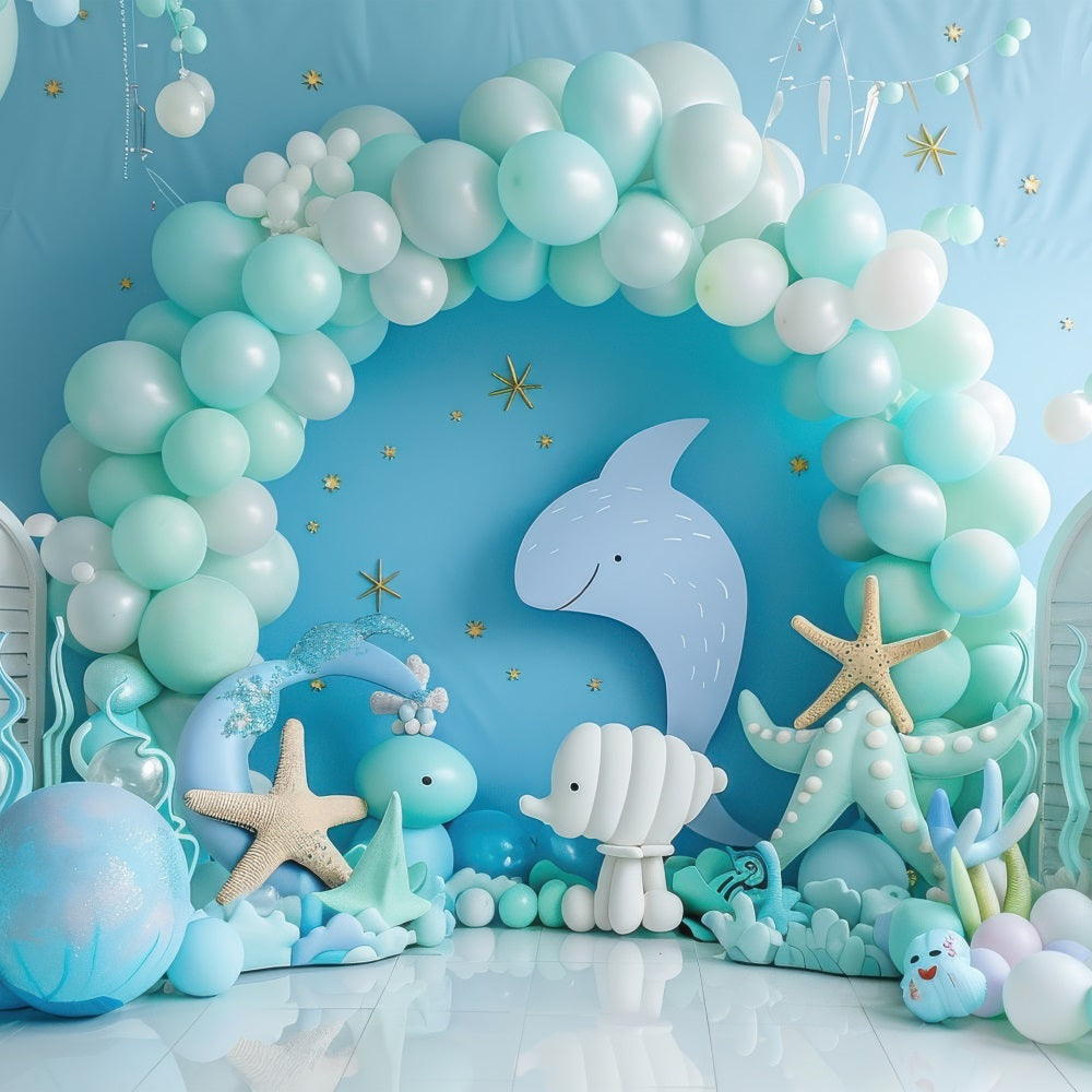 Mermaid Party Backdrops Delightful Ocean Arch Balloon Backdrop UK BRP12-91