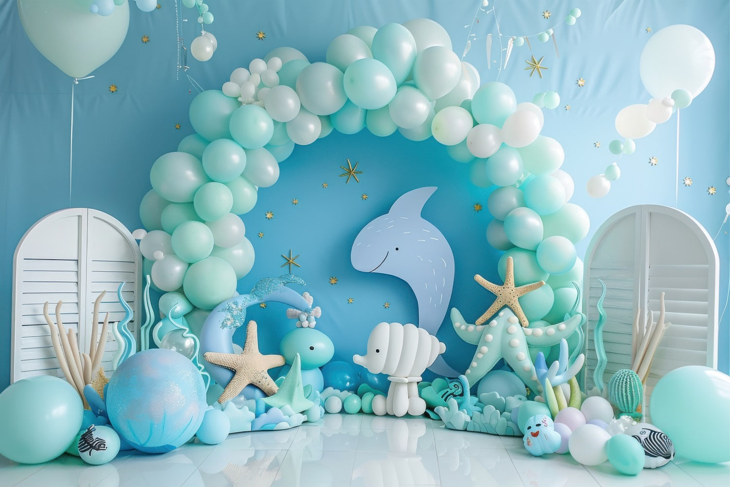 Mermaid Party Backdrops Delightful Ocean Arch Balloon Backdrop UK BRP12-91