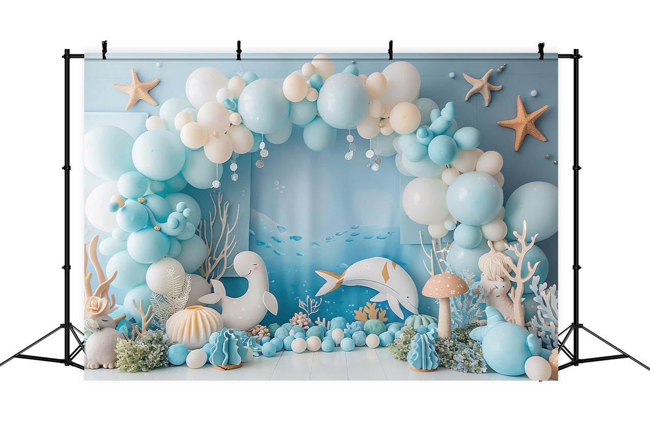 Backdrop Mermaid Sea Creature Blue Balloon Arch Backdrop UK BRP12-92