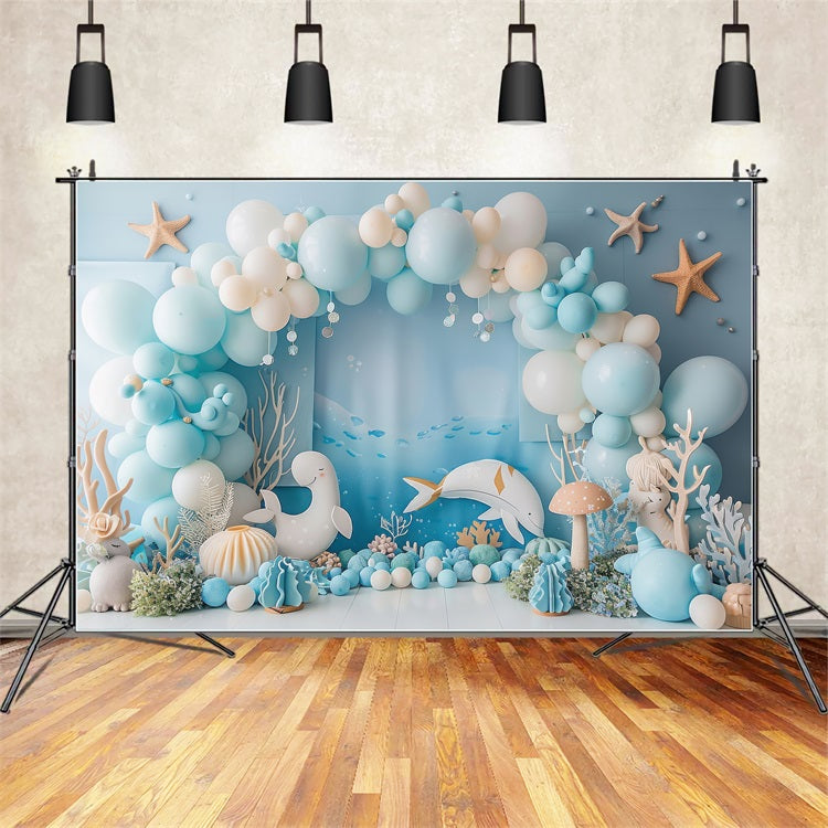 Backdrop Mermaid Sea Creature Blue Balloon Arch Backdrop UK BRP12-92