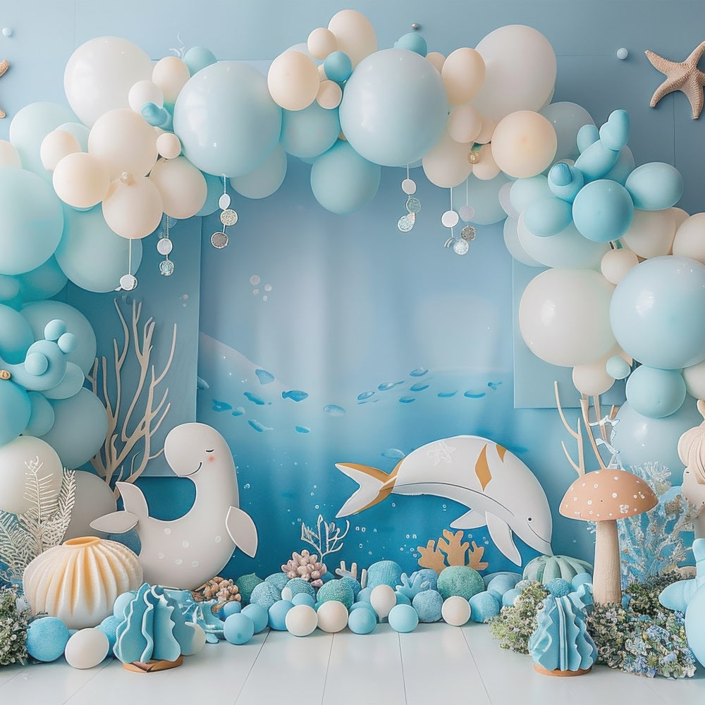 Backdrop Mermaid Sea Creature Blue Balloon Arch Backdrop UK BRP12-92