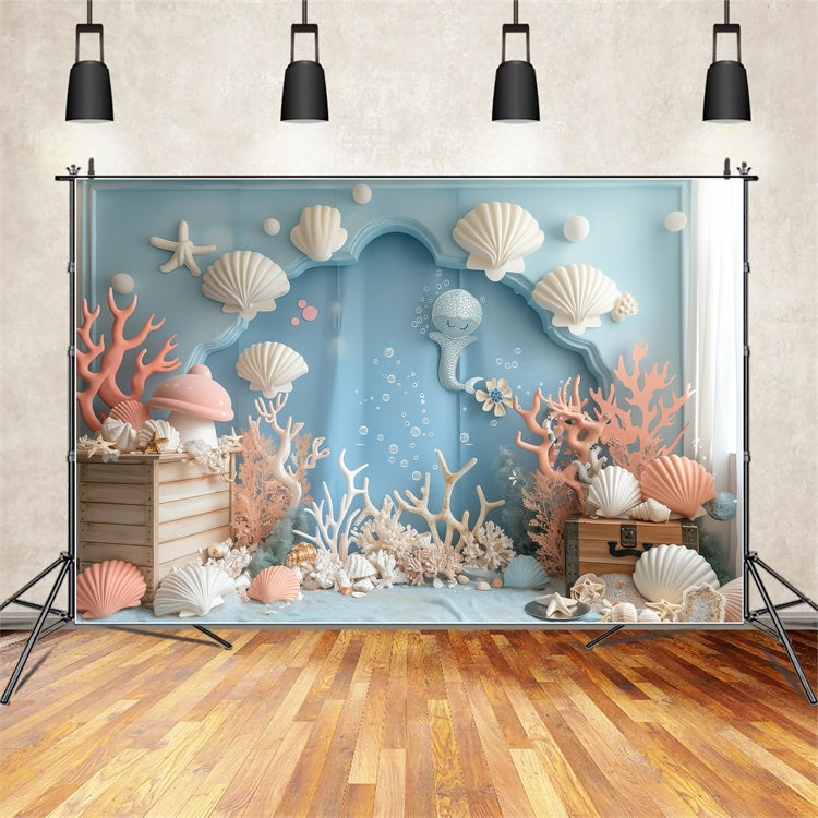 Mermaid Backdrop Enchanting Sea Life Blue Arch Backdrop UK BRP12-96