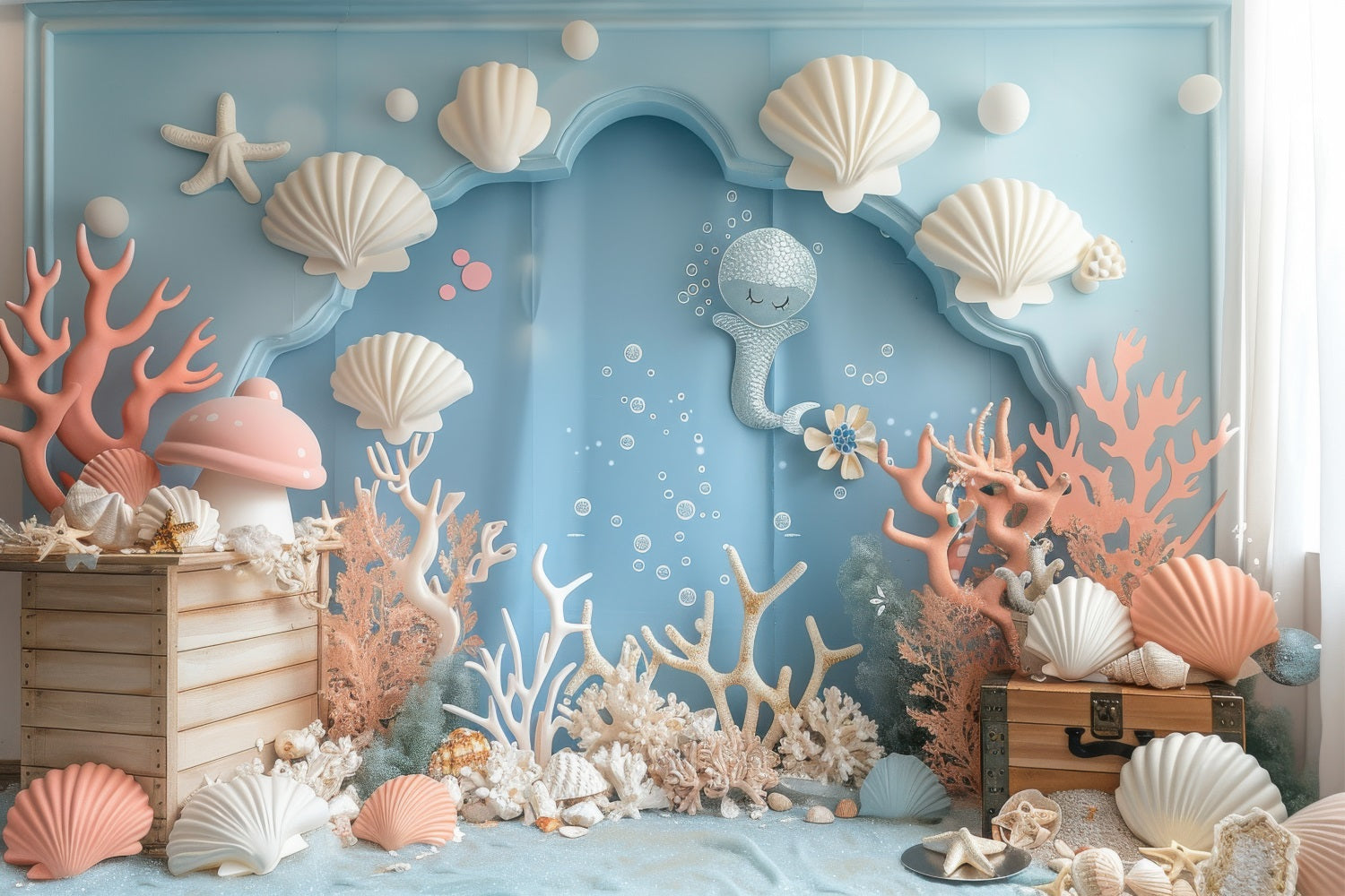 Mermaid Backdrop Enchanting Sea Life Blue Arch Backdrop UK BRP12-96