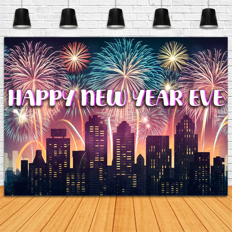 New Year's Eve Photo Backdrop Cityscape Fireworks Backdrop UK BRP12-99