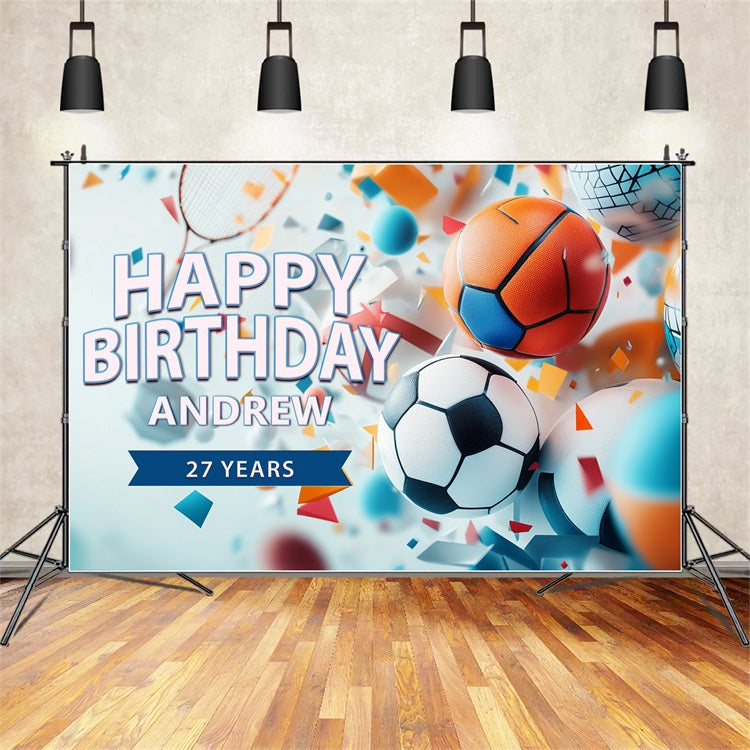 Custom Backdrops For Birthdays Sports Mania Celebration Backdrop UK BRP2-102