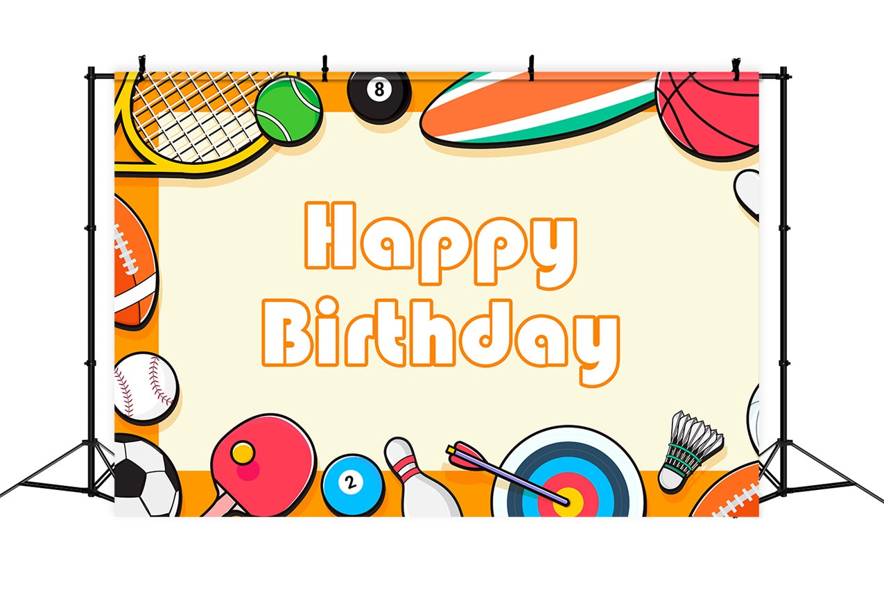 Customized Birthday Backdrops Cartoon Sports Theme Backdrop UK BRP2-103